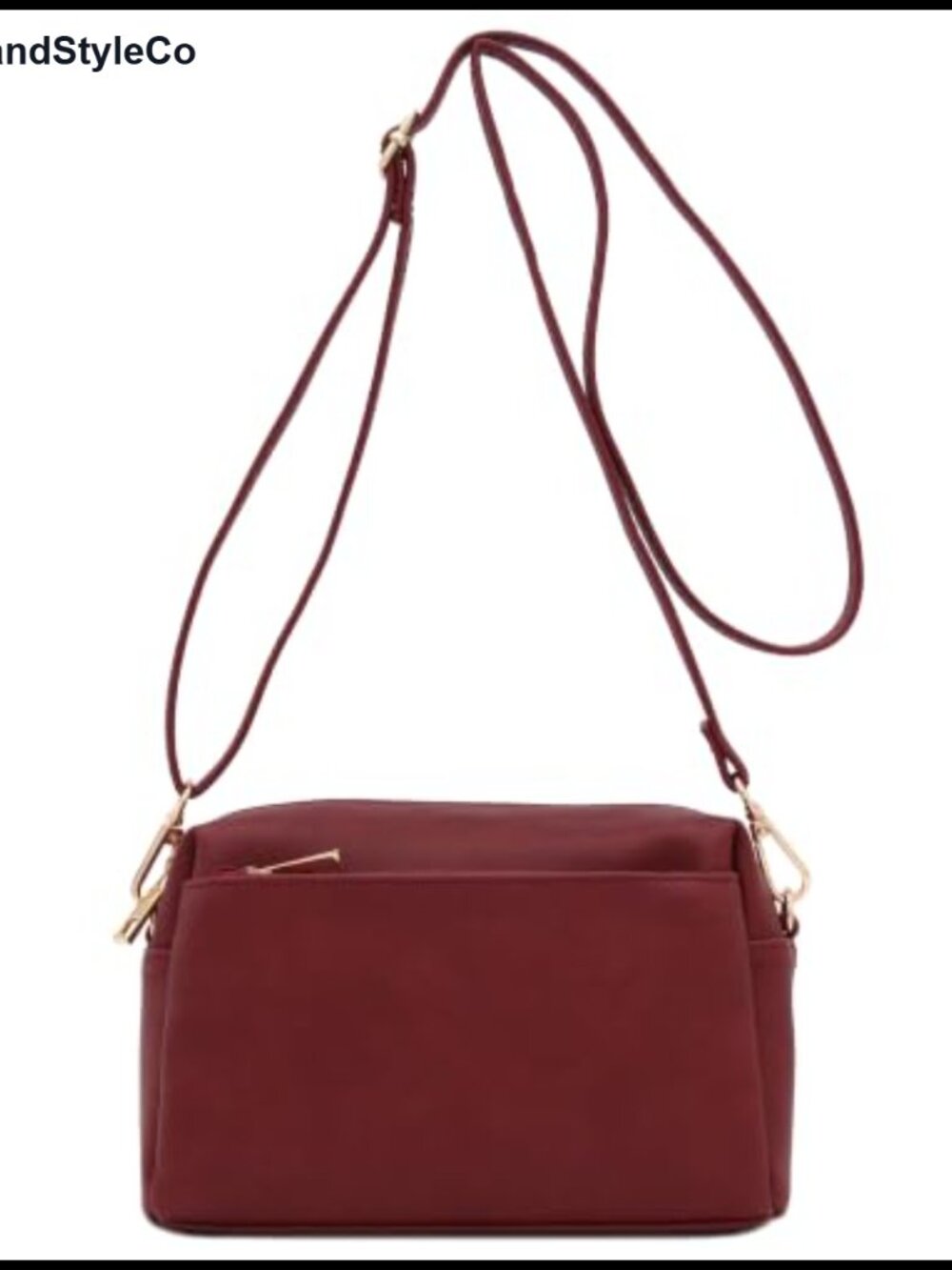 Triple Zip Small Crossbody Bag Faux Leather Adjustable Strap
